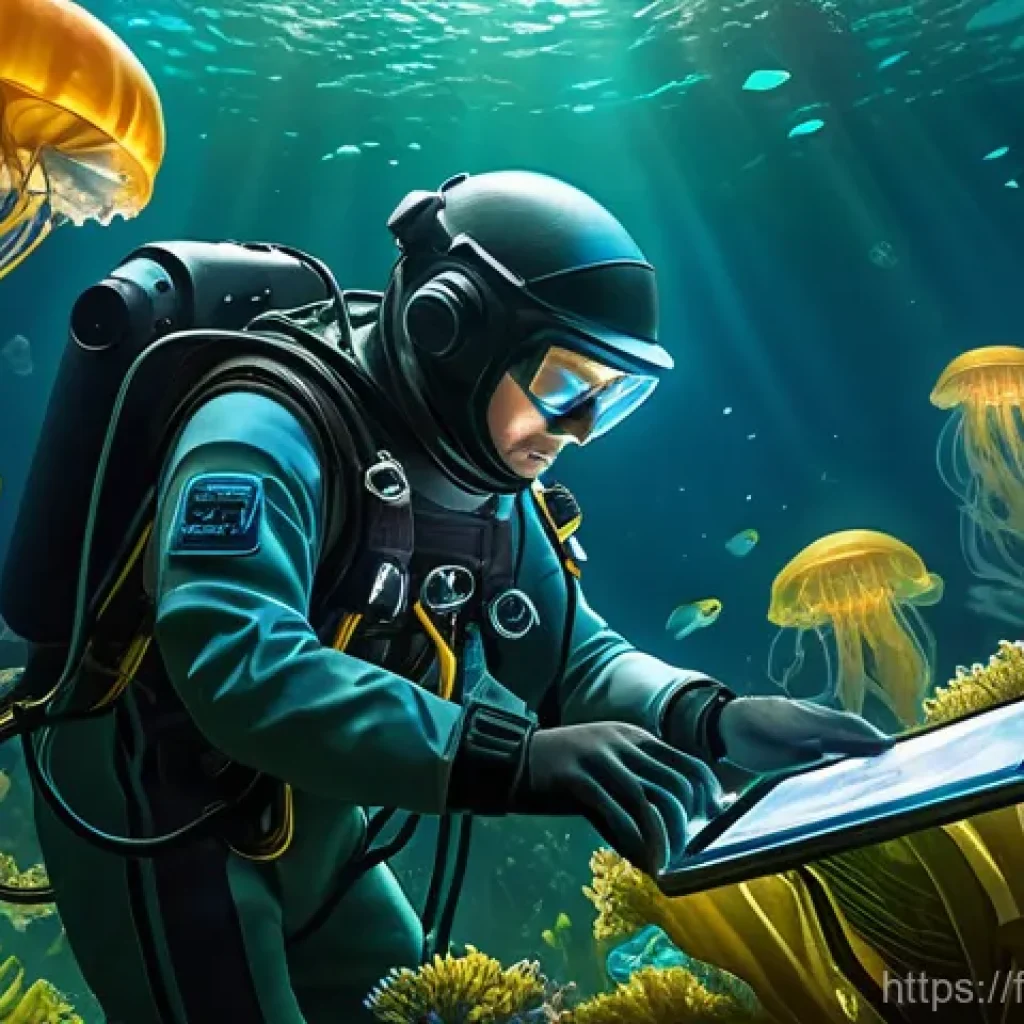 옥토넛과 함께 배우는 해양 생태계 - **Prompt:** A vibrant underwater scene depicting Professor Inkling and Shellington exploring a lush,...