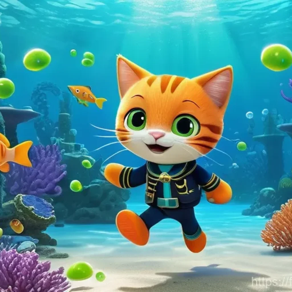 옥토넛 퀘이지의 유머 코드 분석 - **Prompt 1: Kwazii's Energetic Mishap**
"An energetic Kwazii, the orange cat-pirate from the Oct...